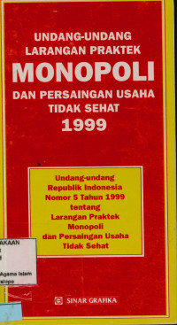 Undang undang larangan Praktek monopoli dan persaingan usaha tidak sehat 1999