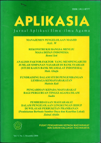 APLIKASIA : Jurnal Aplikasi Ilmu - Ilmu Agama